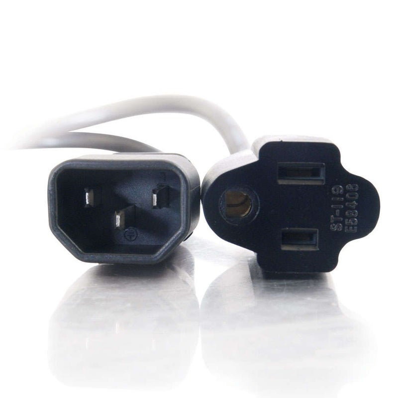 C2G Legrand - C2G Monitor Power Cord, 18 AWG Monitor Cable, Black Computer Cord, 3 Foot Short Extension Cord, 1 Count, C2G 03132 - TAA Compliant - Image 2